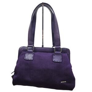 The Sak Purple Nylon Ribbed Leather Accents LinedShoulder Handbag Purse